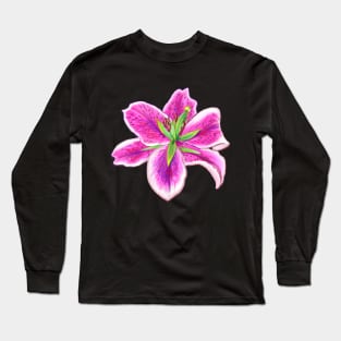 Lilly lily flower pink flowers Long Sleeve T-Shirt